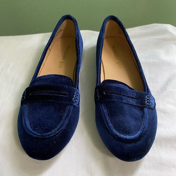 Madden Girl Blue Velvet Loafers - Picture 2 of 5